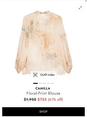 Camilla Cream and Peach Floral Sheer Women’s Top